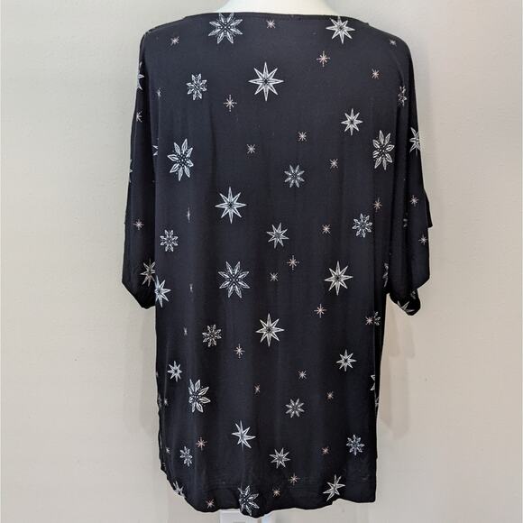 Soma Black & White Starburst Relaxed Fit Cool Nights Scoop Neck Sleep Shirt Med - Picture 4 of 8